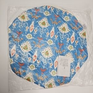 Devine Designs Pet Bed Cover 25" Round NWT Turquoise Blue Ikat Dog Cat Washable